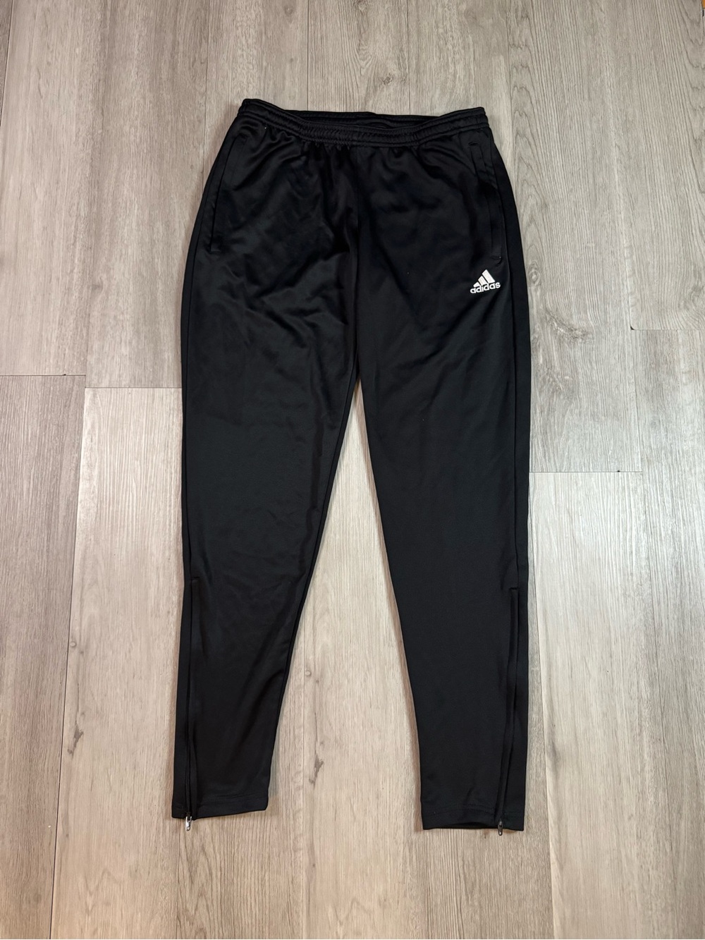 adidas Climalite Women’s Black Track Pants  Pull-On Polyester Zipper Ankles M